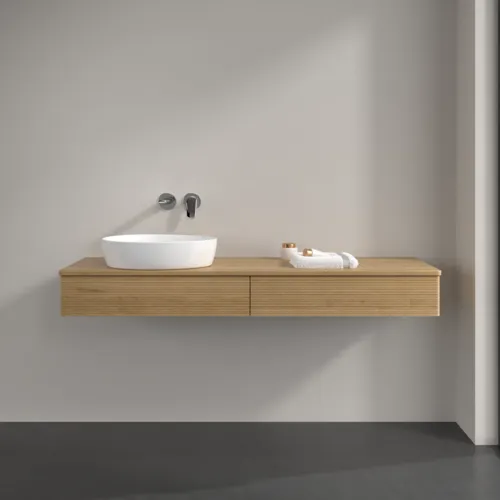 VILLEROY BOCH Antao Waschbeckenunterschrank, 2 Auszüge, 1600 x 190 x 500 mm, Front mit Struktur, Honey Oak / Honey Oak #K15111HN, Bild 3