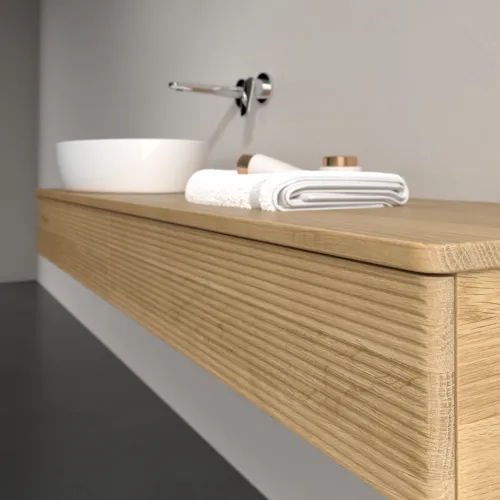 VILLEROY BOCH Antao Waschbeckenunterschrank, 2 Auszüge, 1600 x 190 x 500 mm, Front mit Struktur, Honey Oak / Honey Oak #K15111HN, Bild 5