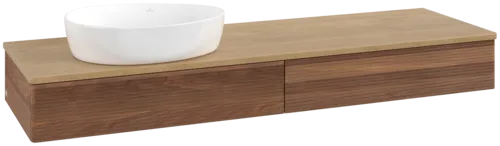 Зображення з  VILLEROY BOCH Antao Vanity unit, 2 pull-out compartments, 1600 x 190 x 500 mm, Front with grain texture, Warm Walnut / Honey Oak #K15111HM