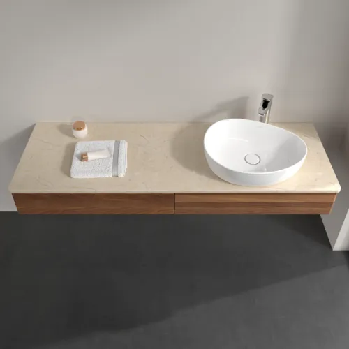 VILLEROY BOCH Antao Waschbeckenunterschrank, 2 Auszüge, 1600 x 190 x 500 mm, Front ohne Struktur, Warm Walnut / Botticino #K16053HM, Bild 4