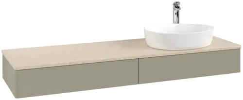 Зображення з  VILLEROY BOCH Antao Vanity unit, 2 pull-out compartments, 1600 x 190 x 500 mm, Front without structure, Stone Grey Matt Lacquer / Botticino #K16053HK