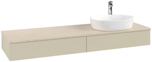 Picture of VILLEROY BOCH Antao Vanity unit, 2 pull-out compartments, 1600 x 190 x 500 mm, Front without structure, Silk Grey Matt Lacquer / Botticino #K16053HJ