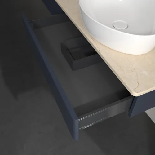 VILLEROY BOCH Antao Waschbeckenunterschrank, 2 Auszüge, 1600 x 190 x 500 mm, Front ohne Struktur, Midnight Blue Matt Lacquer / Botticino #K16053HG, Bild 7