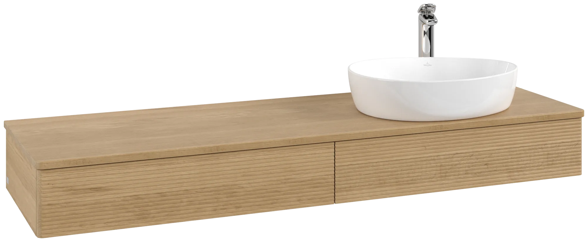 Picture of VILLEROY BOCH Antao Vanity unit, 2 pull-out compartments, 1600 x 190 x 500 mm, Front with grain texture, Honey Oak / Honey Oak #K16151HN