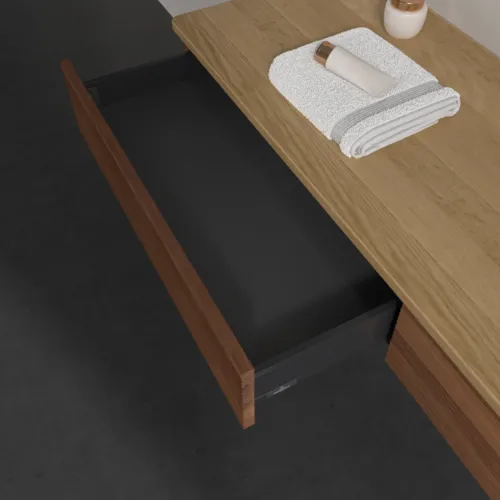 VILLEROY BOCH Antao Waschbeckenunterschrank, 2 Auszüge, 1600 x 190 x 500 mm, Front mit Struktur, Warm Walnut / Honey Oak #K16151HM, Bild 6