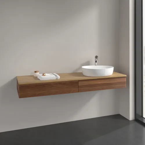 VILLEROY BOCH Antao Waschbeckenunterschrank, 2 Auszüge, 1600 x 190 x 500 mm, Front mit Struktur, Warm Walnut / Honey Oak #K16151HM, Bild 2