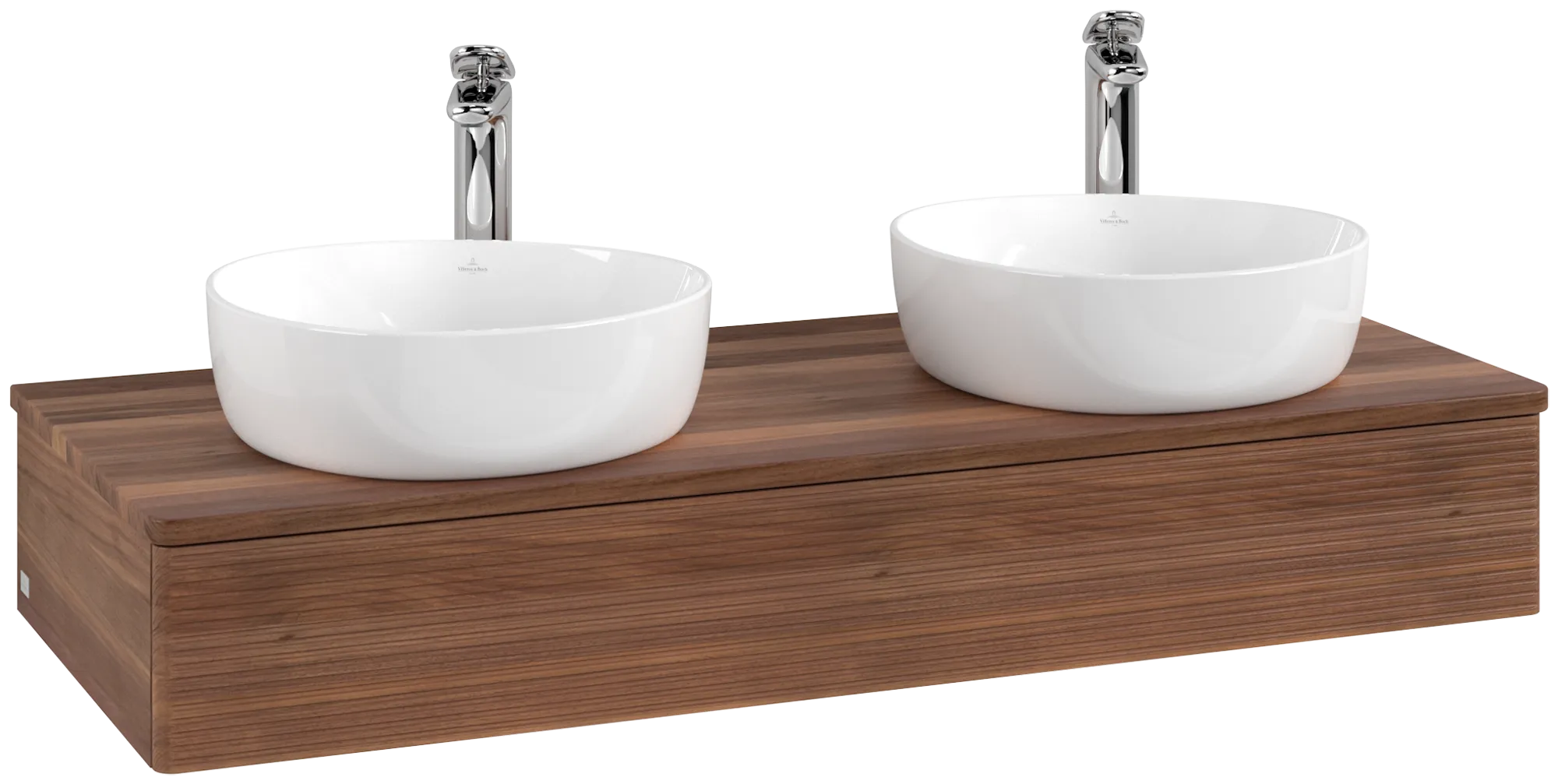 Picture of VILLEROY BOCH Antao Vanity unit, 1 pull-out compartment, 1200 x 190 x 500 mm, Front with grain texture, Warm Walnut / Warm Walnut #K13152HM