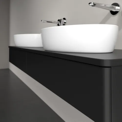 VILLEROY BOCH Antao Waschbeckenunterschrank, 2 Auszüge, 1600 x 190 x 500 mm, Front ohne Struktur, Black Matt Lacquer / Black Matt Lacquer #K17010PD, Bild 5