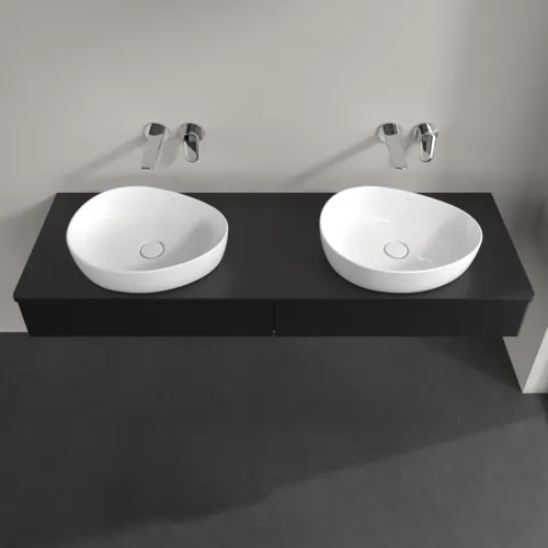 VILLEROY BOCH Antao Waschbeckenunterschrank, 2 Auszüge, 1600 x 190 x 500 mm, Front ohne Struktur, Black Matt Lacquer / Black Matt Lacquer #K17010PD, Bild 4