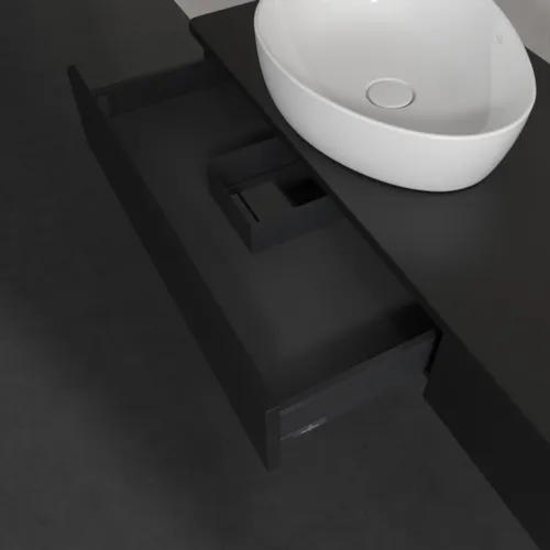VILLEROY BOCH Antao Waschbeckenunterschrank, 2 Auszüge, 1600 x 190 x 500 mm, Front ohne Struktur, Black Matt Lacquer / Black Matt Lacquer #K17010PD, Bild 6
