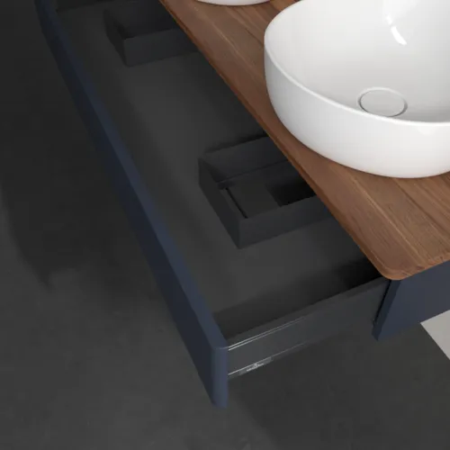 Bild von VILLEROY BOCH Antao Waschbeckenunterschrank, 1 Auszug, 1200 x 190 x 500 mm, Front ohne Struktur, Midnight Blue Matt Lacquer / Warm Walnut #K13052HG