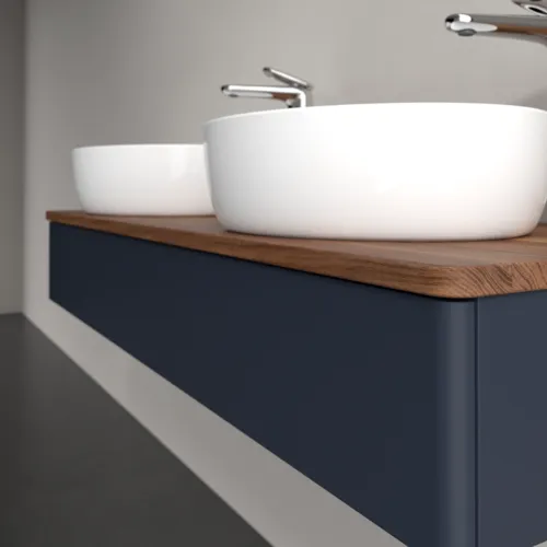 Bild von VILLEROY BOCH Antao Waschbeckenunterschrank, 1 Auszug, 1200 x 190 x 500 mm, Front ohne Struktur, Midnight Blue Matt Lacquer / Warm Walnut #K13052HG