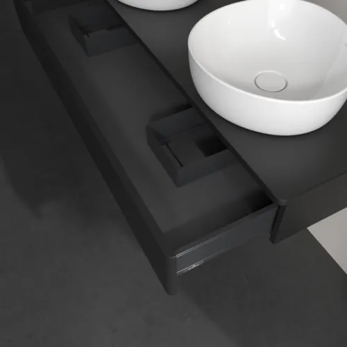 Bild von VILLEROY BOCH Antao Waschbeckenunterschrank, 1 Auszug, 1200 x 190 x 500 mm, Front ohne Struktur, Black Matt Lacquer / Black Matt Lacquer #K13010PD