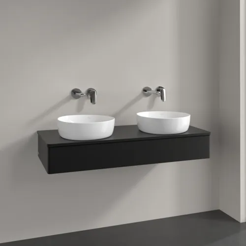 Bild von VILLEROY BOCH Antao Waschbeckenunterschrank, 1 Auszug, 1200 x 190 x 500 mm, Front ohne Struktur, Black Matt Lacquer / Black Matt Lacquer #K13010PD