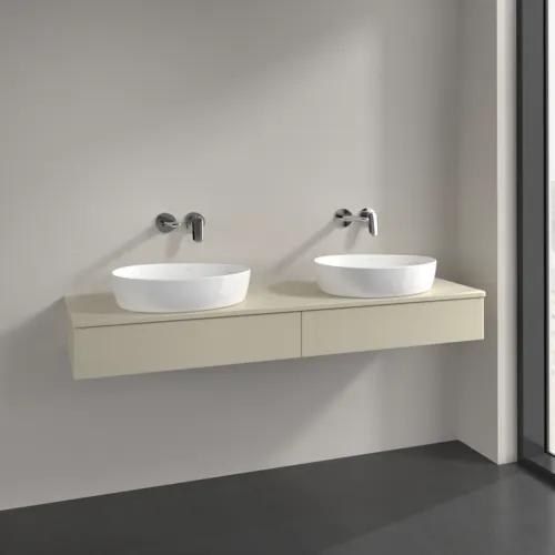 Bild von VILLEROY BOCH Antao Waschbeckenunterschrank, 2 Auszüge, 1600 x 190 x 500 mm, Front ohne Struktur, Silk Grey Matt Lacquer / Silk Grey Matt Lacquer #K17010HJ