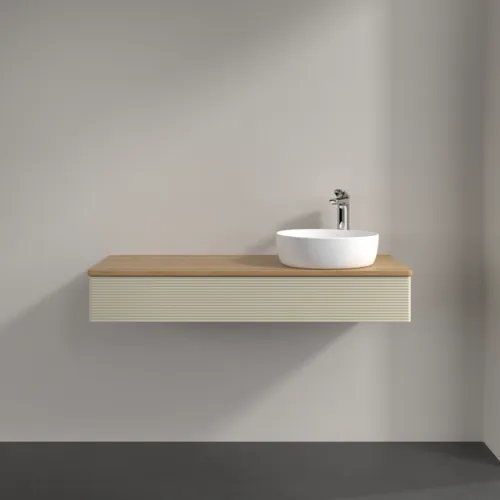 Bild von VILLEROY BOCH Antao Waschbeckenunterschrank, 1 Auszug, 1200 x 190 x 500 mm, Front mit Struktur, Silk Grey Matt Lacquer / Honey Oak #K12151HJ