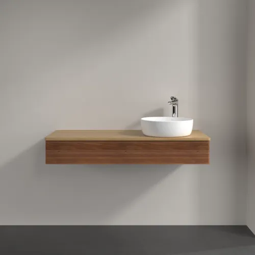 Bild von VILLEROY BOCH Antao Waschbeckenunterschrank, 1 Auszug, 1200 x 190 x 500 mm, Front mit Struktur, Warm Walnut / Honey Oak #K12151HM