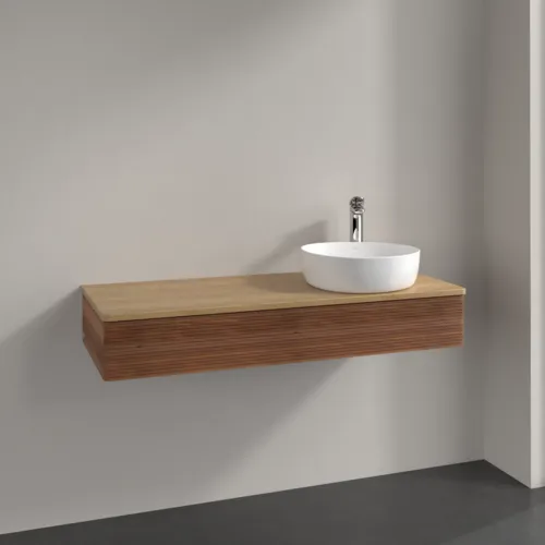 Bild von VILLEROY BOCH Antao Waschbeckenunterschrank, 1 Auszug, 1200 x 190 x 500 mm, Front mit Struktur, Warm Walnut / Honey Oak #K12151HM