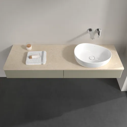 Bild von VILLEROY BOCH Antao Waschbeckenunterschrank, 2 Auszüge, 1600 x 190 x 500 mm, Front ohne Struktur, Stone Grey Matt Lacquer / Botticino #K16013HK