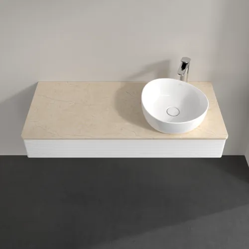 Bild von VILLEROY BOCH Antao Waschbeckenunterschrank, 1 Auszug, 1200 x 190 x 500 mm, Front mit Struktur, Glossy White Lacquer / Botticino #K12153GF