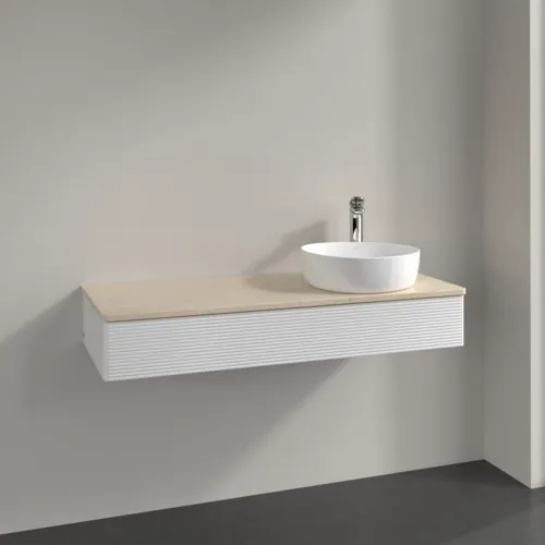 Bild von VILLEROY BOCH Antao Waschbeckenunterschrank, 1 Auszug, 1200 x 190 x 500 mm, Front mit Struktur, Glossy White Lacquer / Botticino #K12153GF