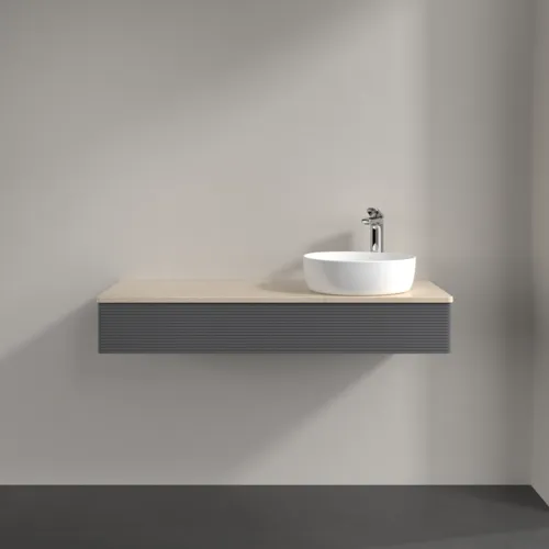 Bild von VILLEROY BOCH Antao Waschbeckenunterschrank, 1 Auszug, 1200 x 190 x 500 mm, Front mit Struktur, Anthracite Matt Lacquer / Botticino #K12153GK