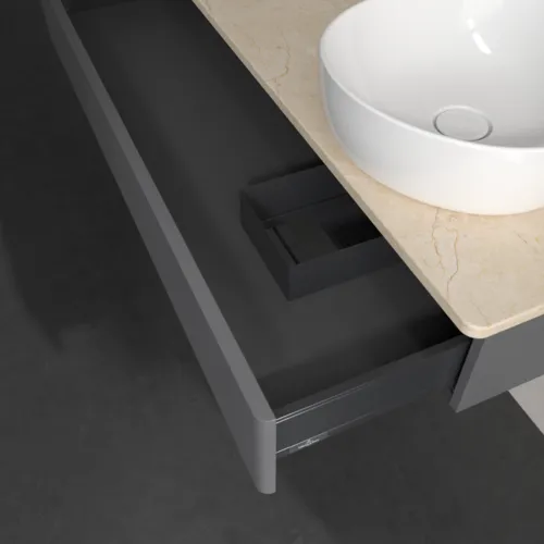 Bild von VILLEROY BOCH Antao Waschbeckenunterschrank, 1 Auszug, 1200 x 190 x 500 mm, Front mit Struktur, Anthracite Matt Lacquer / Botticino #K12153GK