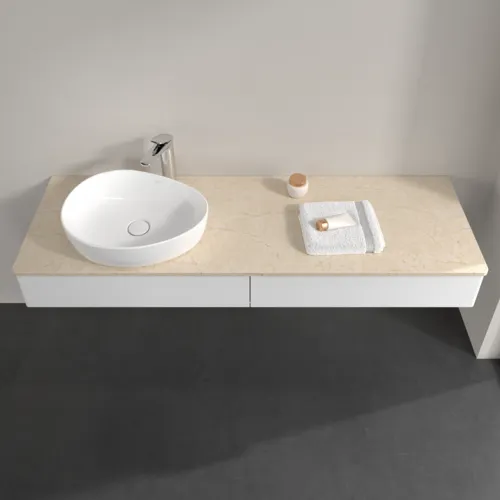 VILLEROY BOCH Antao Waschbeckenunterschrank, 2 Auszüge, 1600 x 190 x 500 mm, Front ohne Struktur, White Matt Lacquer / Botticino #K15053MT, Bild 4