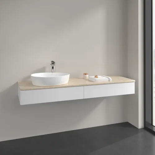 VILLEROY BOCH Antao Waschbeckenunterschrank, 2 Auszüge, 1600 x 190 x 500 mm, Front ohne Struktur, White Matt Lacquer / Botticino #K15053MT, Bild 2