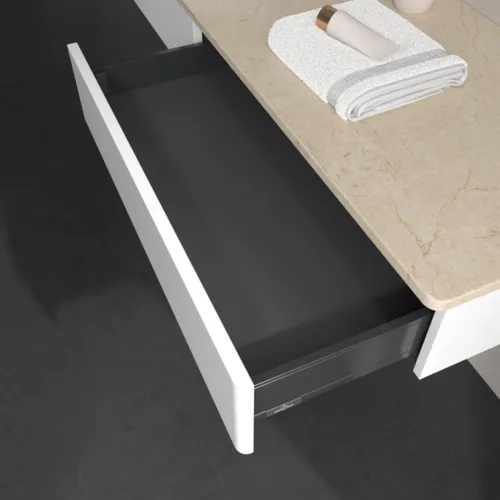 VILLEROY BOCH Antao Waschbeckenunterschrank, 2 Auszüge, 1600 x 190 x 500 mm, Front ohne Struktur, White Matt Lacquer / Botticino #K15053MT, Bild 6