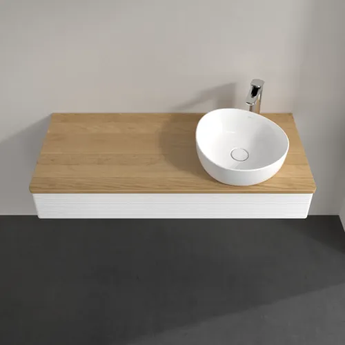 Bild von VILLEROY BOCH Antao Waschbeckenunterschrank, 1 Auszug, 1200 x 190 x 500 mm, Front mit Struktur, White Matt Lacquer / Honey Oak #K12151MT
