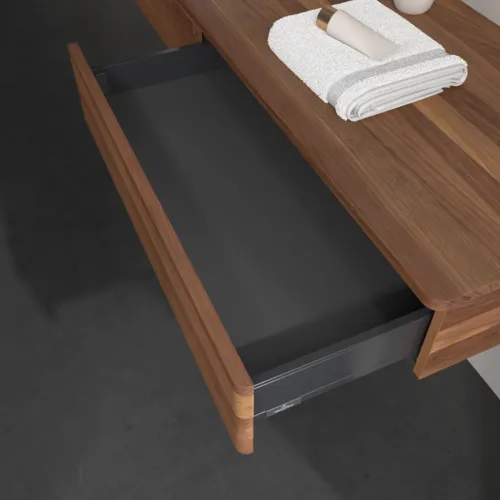 Bild von VILLEROY BOCH Antao Waschbeckenunterschrank, 2 Auszüge, 1600 x 190 x 500 mm, Front mit Struktur, Warm Walnut / Warm Walnut #K15152HM