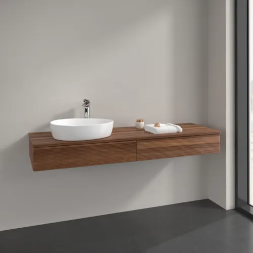 Bild von VILLEROY BOCH Antao Waschbeckenunterschrank, 2 Auszüge, 1600 x 190 x 500 mm, Front mit Struktur, Warm Walnut / Warm Walnut #K15152HM