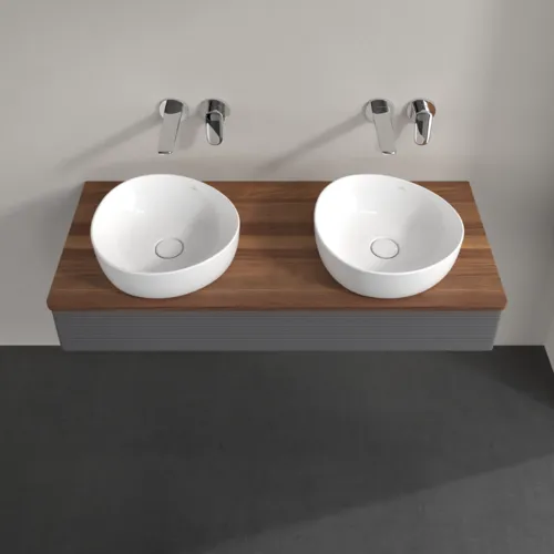 Bild von VILLEROY BOCH Antao Waschbeckenunterschrank, 1 Auszug, 1200 x 190 x 500 mm, Front mit Struktur, Anthracite Matt Lacquer / Warm Walnut #K13112GK