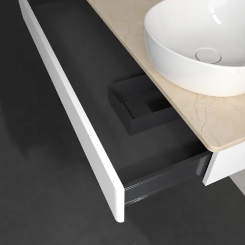 Bild von VILLEROY BOCH Antao Waschbeckenunterschrank, 1 Auszug, 1200 x 190 x 500 mm, Front mit Struktur, White Matt Lacquer / Botticino #K12153MT