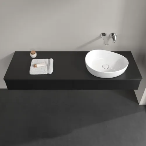 VILLEROY BOCH Antao Waschbeckenunterschrank, 2 Auszüge, 1600 x 190 x 500 mm, Front ohne Struktur, Black Matt Lacquer / Black Matt Lacquer #K16010PD, Bild 4