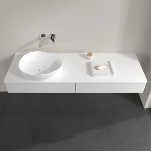 Bild von VILLEROY BOCH Antao Waschbeckenunterschrank, 2 Auszüge, 1600 x 190 x 500 mm, Front ohne Struktur, Glossy White Lacquer / Glossy White Lacquer #K15010GF