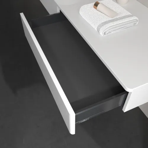 Bild von VILLEROY BOCH Antao Waschbeckenunterschrank, 2 Auszüge, 1600 x 190 x 500 mm, Front ohne Struktur, Glossy White Lacquer / Glossy White Lacquer #K15010GF