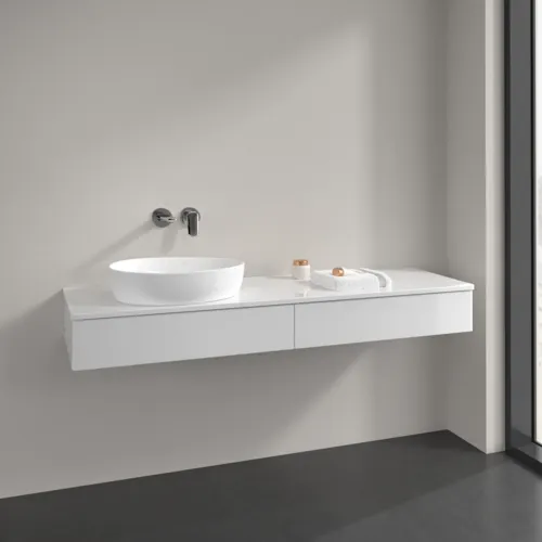 Bild von VILLEROY BOCH Antao Waschbeckenunterschrank, 2 Auszüge, 1600 x 190 x 500 mm, Front ohne Struktur, Glossy White Lacquer / Glossy White Lacquer #K15010GF