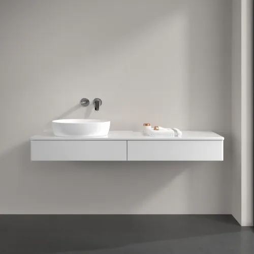 Bild von VILLEROY BOCH Antao Waschbeckenunterschrank, 2 Auszüge, 1600 x 190 x 500 mm, Front ohne Struktur, Glossy White Lacquer / Glossy White Lacquer #K15010GF