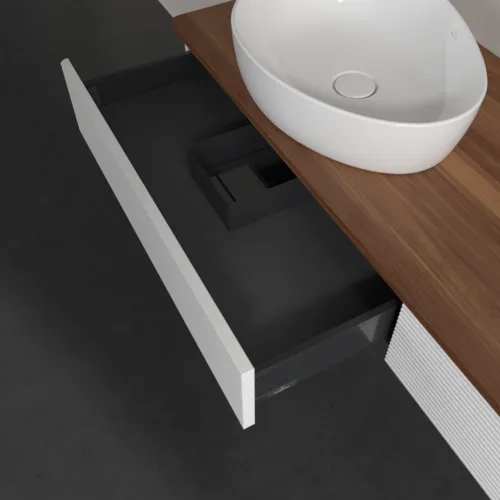 Bild von VILLEROY BOCH Antao Waschbeckenunterschrank, 2 Auszüge, 1600 x 190 x 500 mm, Front mit Struktur, White Matt Lacquer / Warm Walnut #K15112MT