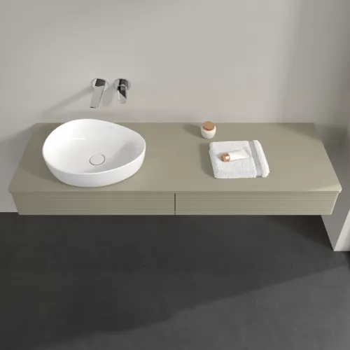 VILLEROY BOCH Antao Waschbeckenunterschrank, 2 Auszüge, 1600 x 190 x 500 mm, Front mit Struktur, Stone Grey Matt Lacquer / Stone Grey Matt Lacquer #K15110HK, Bild 4