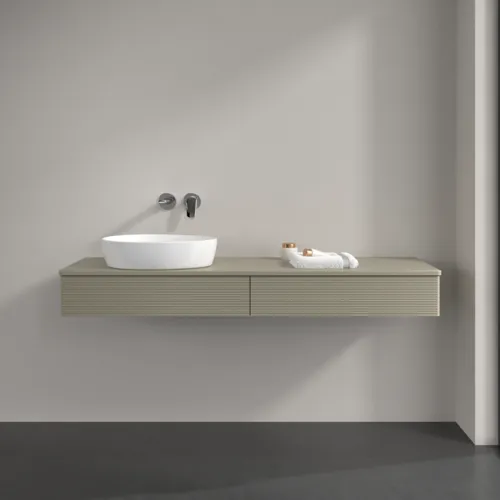 VILLEROY BOCH Antao Waschbeckenunterschrank, 2 Auszüge, 1600 x 190 x 500 mm, Front mit Struktur, Stone Grey Matt Lacquer / Stone Grey Matt Lacquer #K15110HK, Bild 3