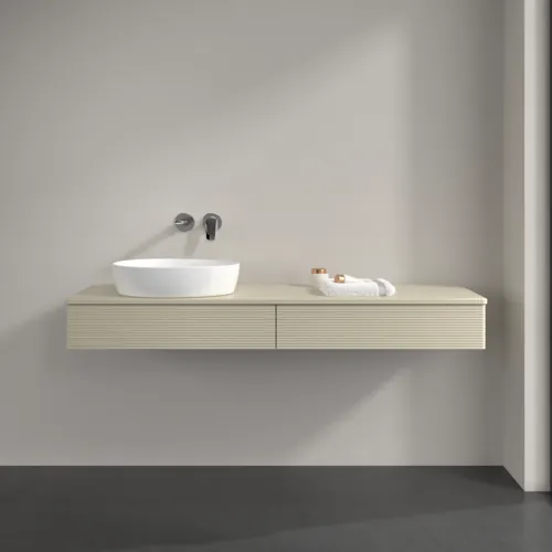 Bild von VILLEROY BOCH Antao Waschbeckenunterschrank, 2 Auszüge, 1600 x 190 x 500 mm, Front mit Struktur, Silk Grey Matt Lacquer / Silk Grey Matt Lacquer #K15110HJ