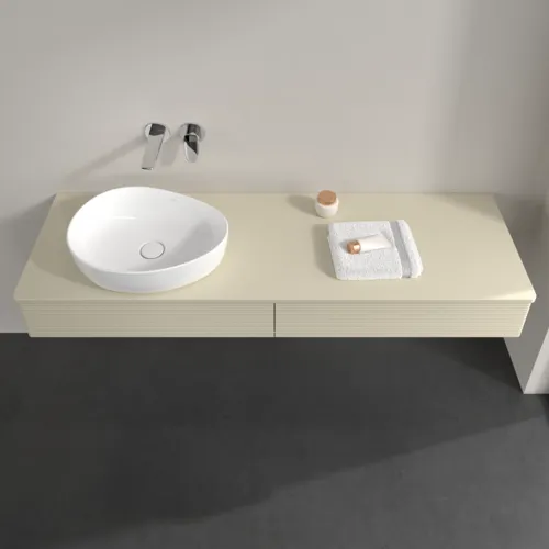 Bild von VILLEROY BOCH Antao Waschbeckenunterschrank, 2 Auszüge, 1600 x 190 x 500 mm, Front mit Struktur, Silk Grey Matt Lacquer / Silk Grey Matt Lacquer #K15110HJ