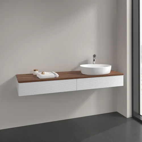 VILLEROY BOCH Antao Waschbeckenunterschrank, 2 Auszüge, 1600 x 190 x 500 mm, Front mit Struktur, Glossy White Lacquer / Warm Walnut #K16152GF, Bild 2