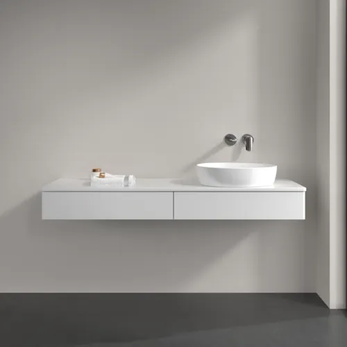 VILLEROY BOCH Antao Waschbeckenunterschrank, 2 Auszüge, 1600 x 190 x 500 mm, Front ohne Struktur, Glossy White Lacquer / Glossy White Lacquer #K16010GF, Bild 3