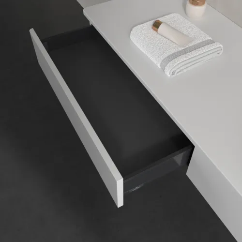 VILLEROY BOCH Antao Waschbeckenunterschrank, 2 Auszüge, 1600 x 190 x 500 mm, Front ohne Struktur, Glossy White Lacquer / Glossy White Lacquer #K16010GF, Bild 5