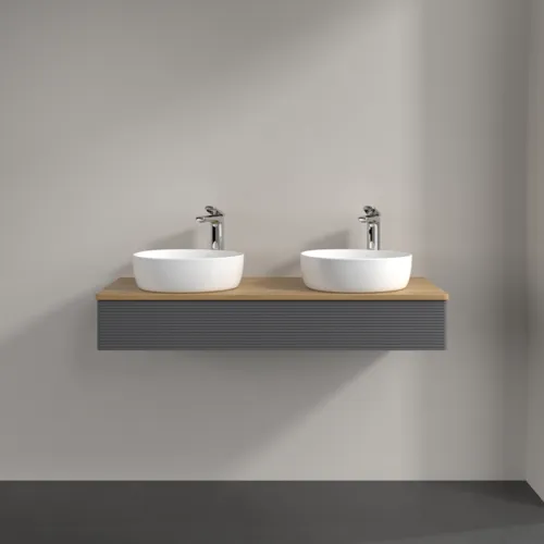 Bild von VILLEROY BOCH Antao Waschbeckenunterschrank, 1 Auszug, 1200 x 190 x 500 mm, Front mit Struktur, Anthracite Matt Lacquer / Honey Oak #K13151GK
