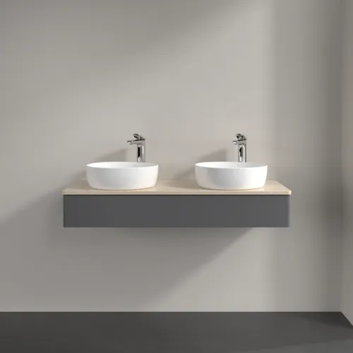 Bild von VILLEROY BOCH Antao Waschbeckenunterschrank, 1 Auszug, 1200 x 190 x 500 mm, Front ohne Struktur, Anthracite Matt Lacquer / Botticino #K13053GK